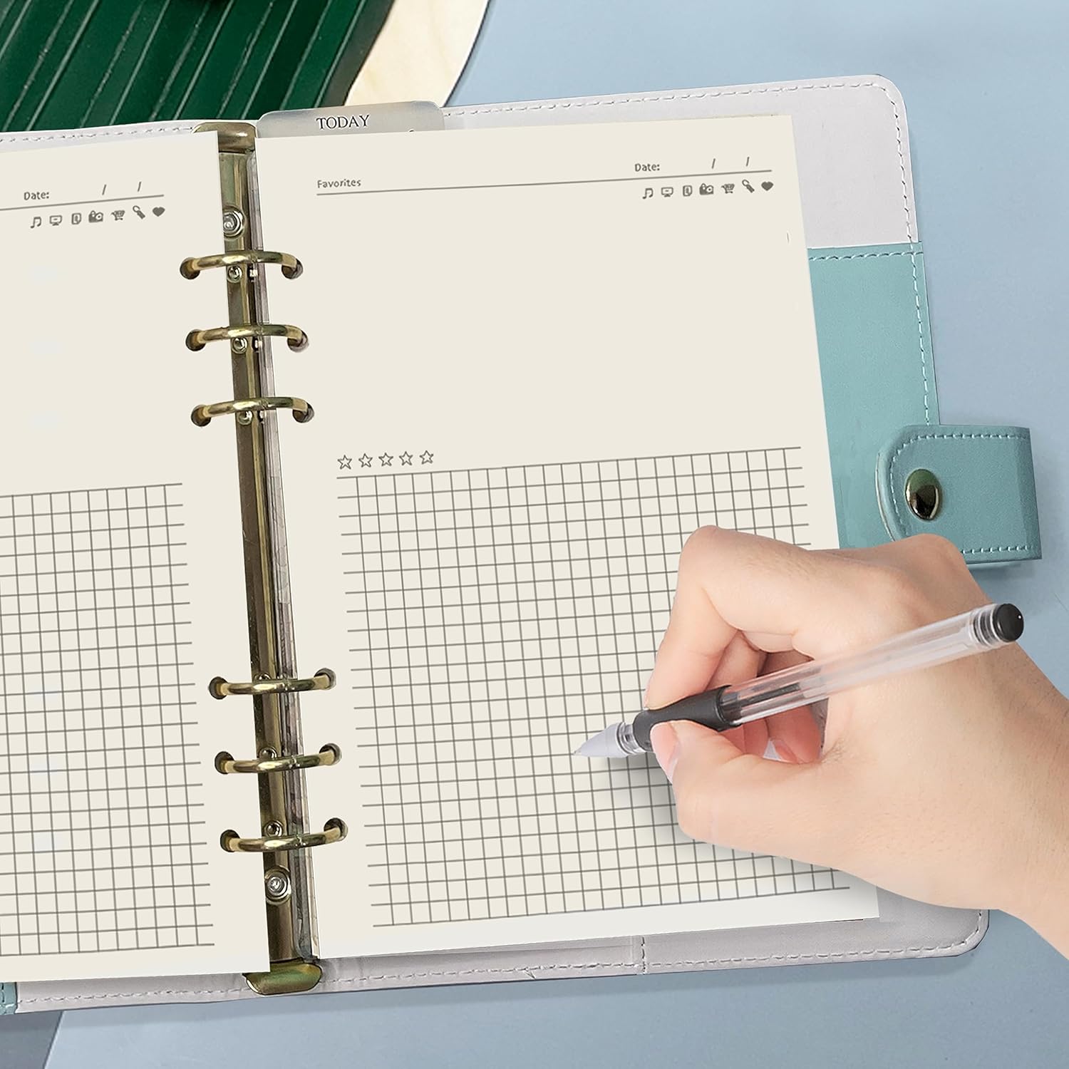 Notebook Refill A5 - Ring Binder Paper 6 Holes - Agenda Refill - Bullet Journal Paper - Refillable Notepad - Writing Paper - Planner Inserts - Office Supplies - School Supplies - Review Page -Favorites List - White - 5 Pieces - Image 2