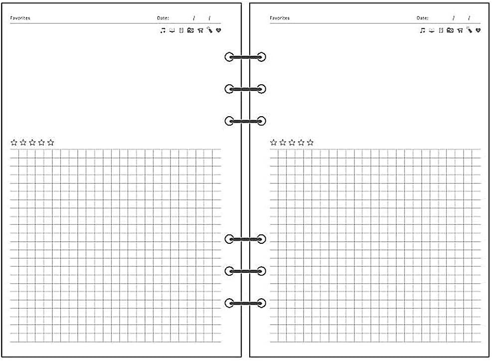 Notebook Refill A5 - Ring Binder Paper 6 Holes - Agenda Refill - Bullet Journal Paper - Refillable Notepad - Writing Paper - Planner Inserts - Office Supplies - School Supplies - Review Page -Favorites List - White - 5 Pieces - Image 3