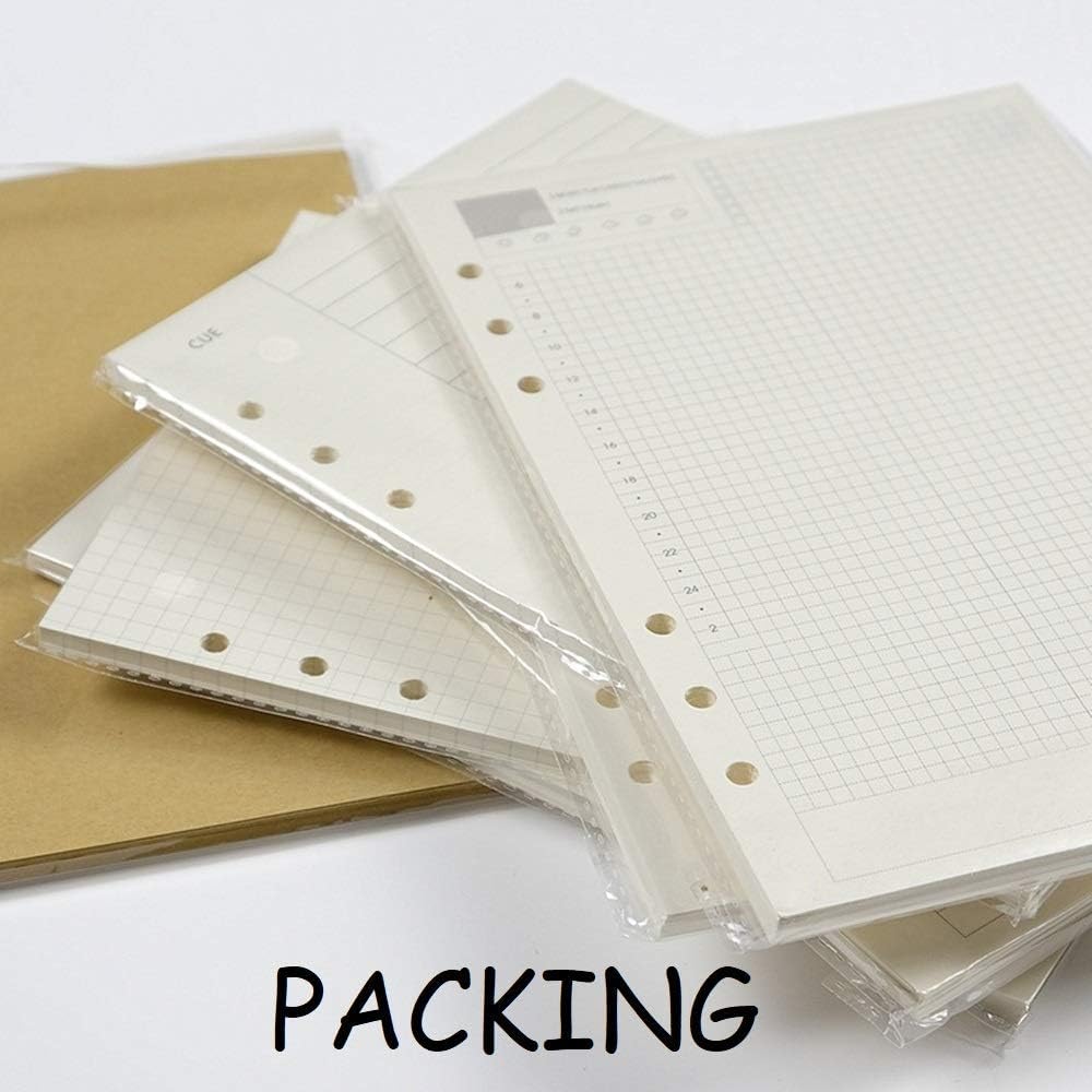 Notebook Refill A5 - Ring Binder Paper 6 Holes - Agenda Refill - Bullet Journal Paper - Refillable Notepad - Writing Paper - Planner Inserts - Office Supplies - School Supplies - Review Page -Favorites List - White - 5 Pieces - Image 6