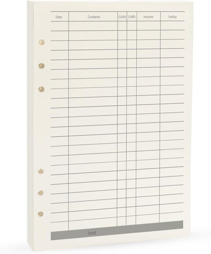 Notebook Refill A5 - Ring Binder Paper 6 Holes - Agenda Refill - Bullet Journal Paper - Refillable Notepad - Writing Paper - Planner Inserts - Office Supplies - School Supplies - Keeping Track of Finances -Budget Planner - White - 5 Pieces