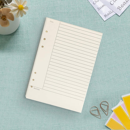 Notebook Refill A5 - Ring Binder Paper 6 Holes - Agenda Refill - Bullet Journal Paper - Refillable Notepad - Writing Paper - Planner Inserts - Office Supplies - School Supplies - Summary Making -Cornell Method - White - 5 Pieces - Image 3