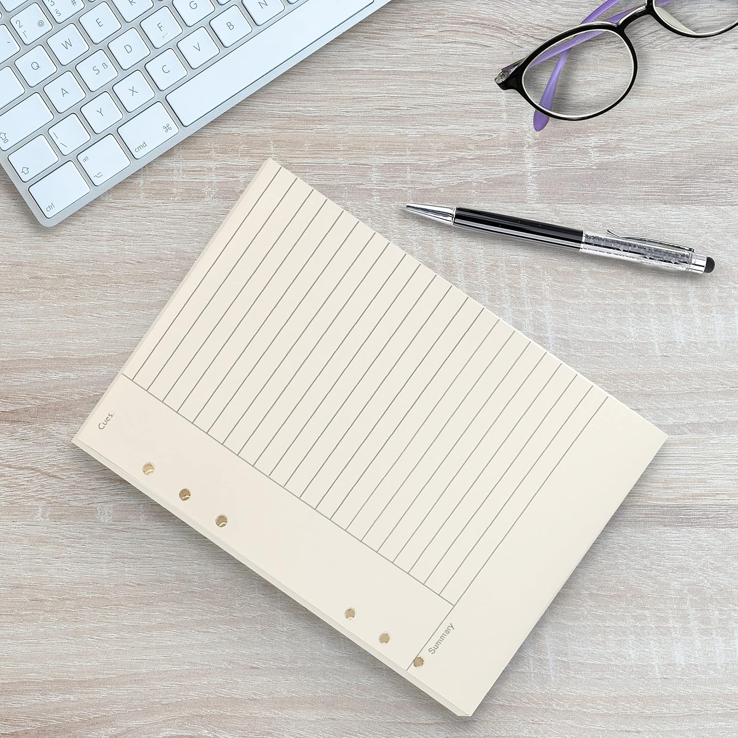 Notebook Refill A5 - Ring Binder Paper 6 Holes - Agenda Refill - Bullet Journal Paper - Refillable Notepad - Writing Paper - Planner Inserts - Office Supplies - School Supplies - Summary Making -Cornell Method - White - 5 Pieces - Image 4