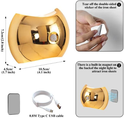 Indoor Wall Lamp - Night Light with Motion Sensor - Wireless LED Wall Light - Rechargeable Wall Lamp - Stair Lighting - Closet Lighting - Bedroom Lamp - USB Rechargeable - Magnetic - Warm White Light - White - 1 Piece - Image 3