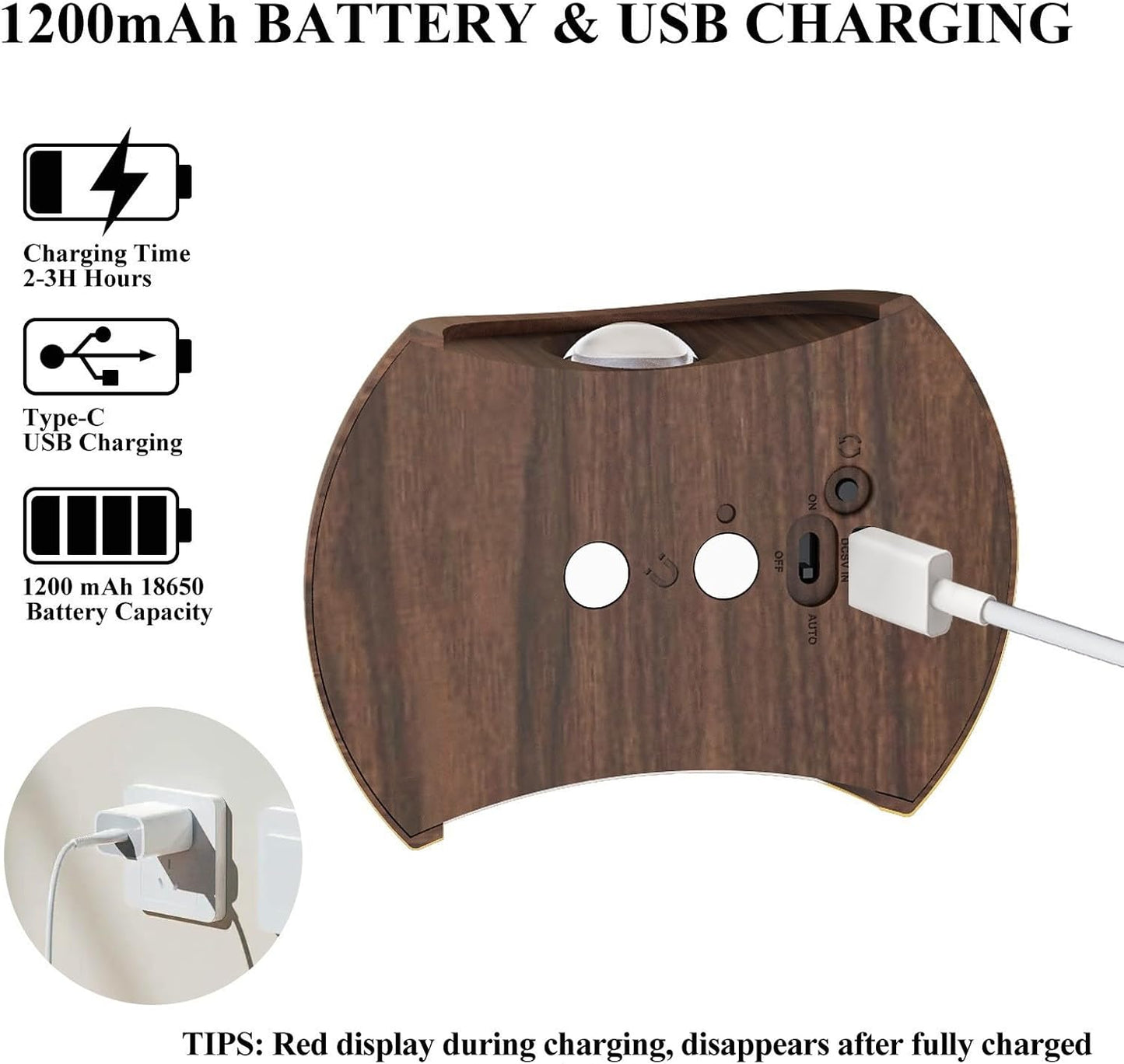 Indoor Wall Lamp - Night Light with Motion Sensor - Wireless LED Wall Light - Rechargeable Wall Lamp - Stair Lighting - Closet Lighting - Bedroom Lamp - USB Rechargeable - Magnetic -Warm White Light - Dark Wood - 1 Piece - Image 2
