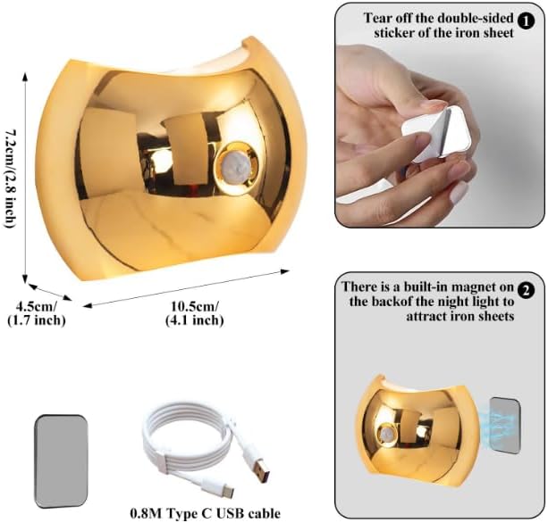 Indoor Wall Lamp - Night Light with Motion Sensor - Wireless LED Wall Light - Rechargeable Wall Lamp - Stair Lighting - Closet Lighting - Bedroom Lamp - USB Rechargeable - Magnetic -Warm White Light - Dark Wood - 1 Piece - Image 3