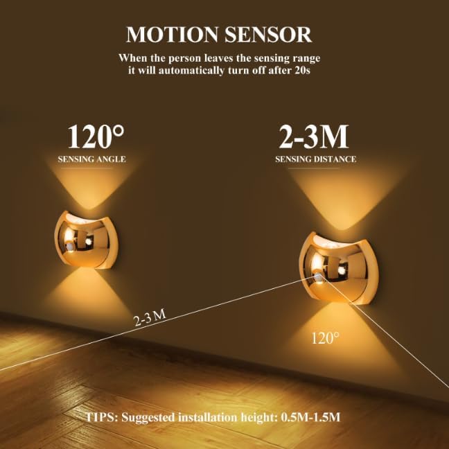 Indoor Wall Lamp - Night Light with Motion Sensor - Wireless LED Wall Light - Rechargeable Wall Lamp - Stair Lighting - Closet Lighting - Bedroom Lamp - USB Rechargeable - Magnetic -Warm White Light - Dark Wood - 1 Piece - Image 5