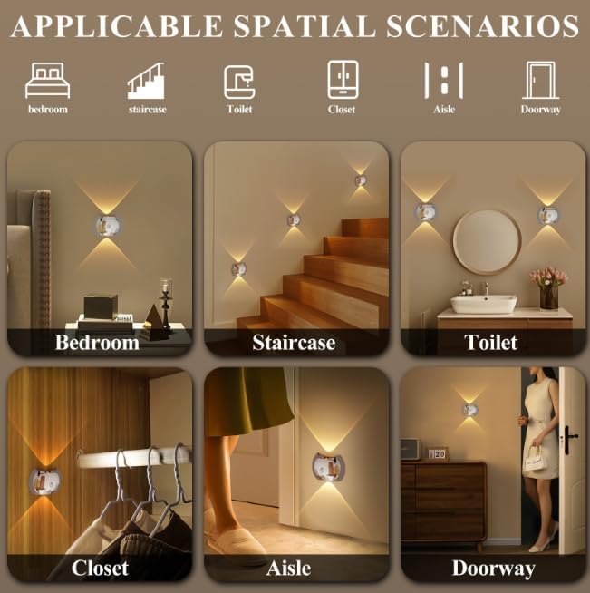Indoor Wall Lamp - Night Light with Motion Sensor - Wireless LED Wall Light - Rechargeable Wall Lamp - Stair Lighting - Closet Lighting - Bedroom Lamp - USB Rechargeable - Magnetic -Warm White Light - Dark Wood - 1 Piece - Image 6