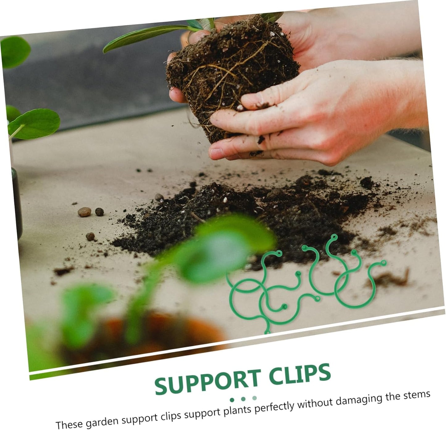 Plant clips - Plant binders - Binding clips - Garden clips - Plant rings - Mounting clips - Plant supports - Vegetable garden accessories - Growing supplies - Climbing plants - Guides - Garden articles - Green - 100 pieces - Image 3