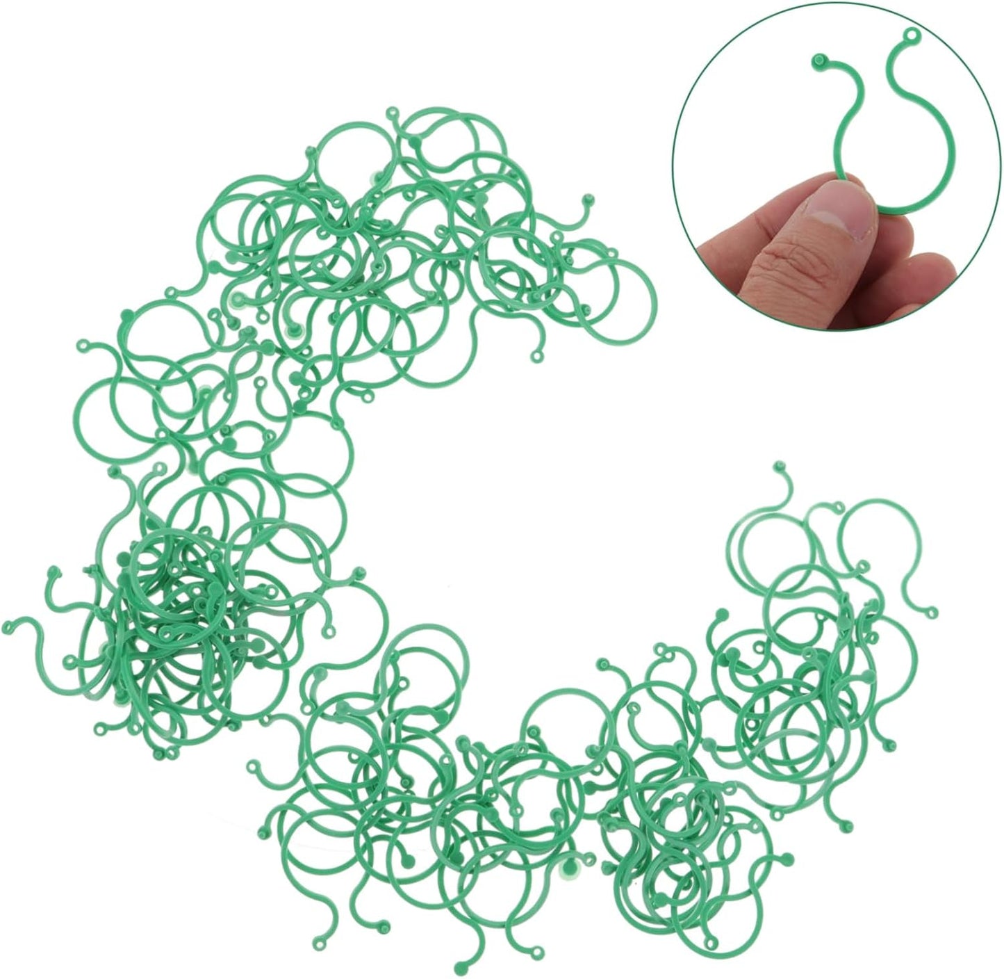 Plant clips - Plant binders - Binding clips - Garden clips - Plant rings - Mounting clips - Plant supports - Vegetable garden accessories - Growing supplies - Climbing plants - Guides - Garden articles - Green - 100 pieces - Image 6