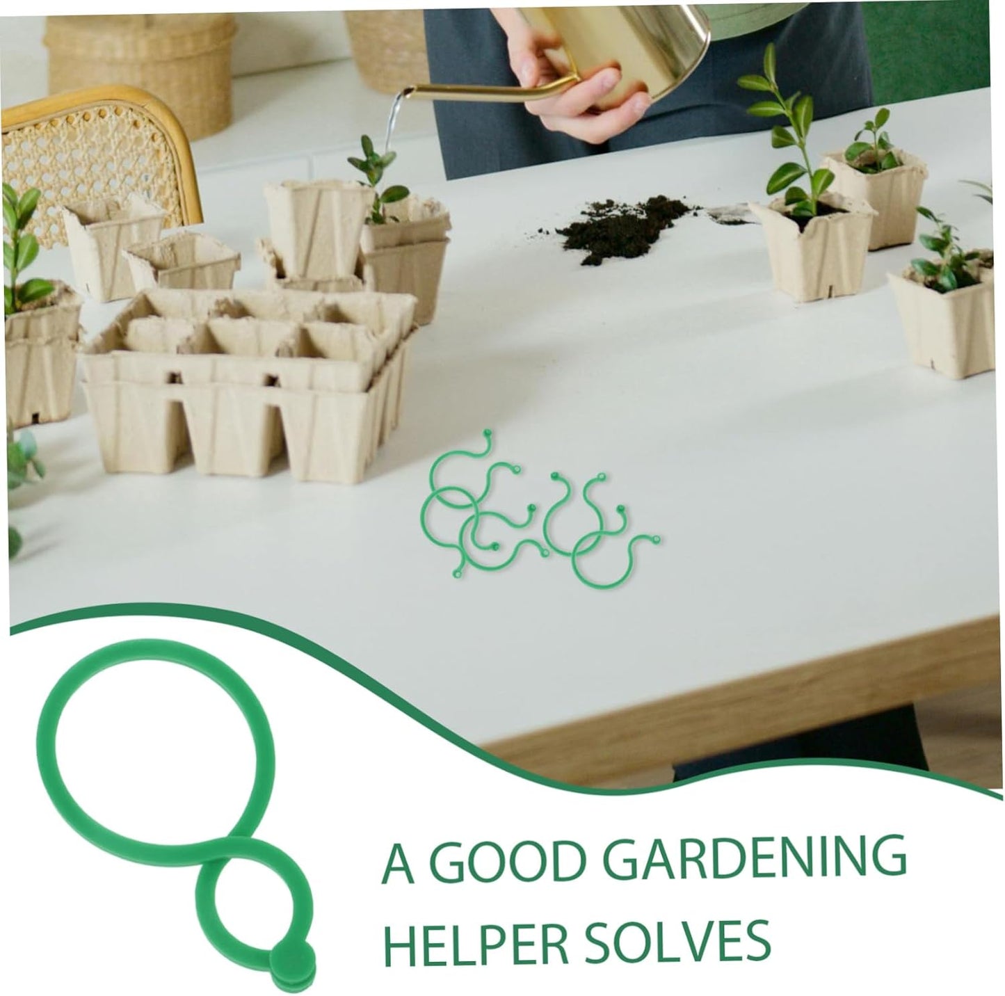 Plant clips - Plant binders - Binding clips - Garden clips - Plant rings - Mounting clips - Plant supports - Vegetable garden accessories - Growing supplies - Climbing plants - Guides - Garden articles - Green - 100 pieces - Image 8