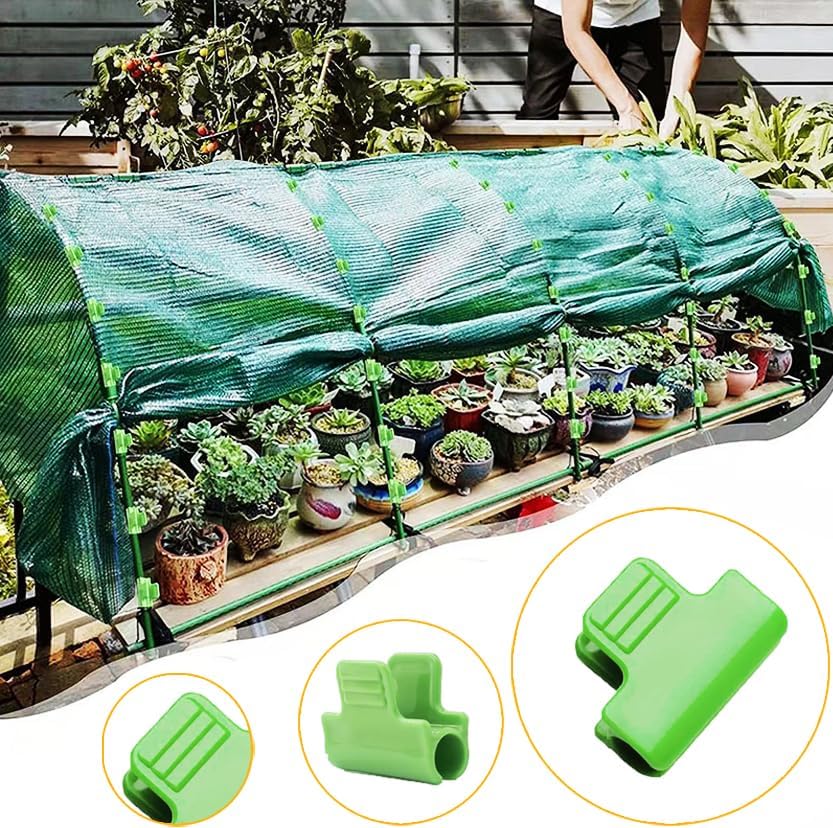 Greenhouse Clamps - Foil Clips - Pipe Clamps 16mm - Greenhouse Clips - Greenhouse Mounting - Tunnel Arch Clips - Vegetable Garden Accessories - Greenhouse - Fleece Cloth Holders - Bird Net Clamp - Insect Mesh Mounting - Garden Supplies - Plastic - Green - - Image 6