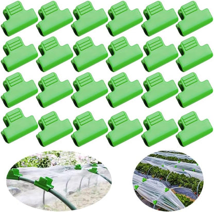 Greenhouse Clamps - Foil Clips - Pipe Clamps 11mm & 16mm - Greenhouse Clips - Combi Set - Greenhouse Mounting - Tunnel Arch Clips - Vegetable Garden Accessories - Fleece Cloth Holders - Bird Net Clamp - Insect Mesh Mounting - Garden Items - Green - 40 Pie