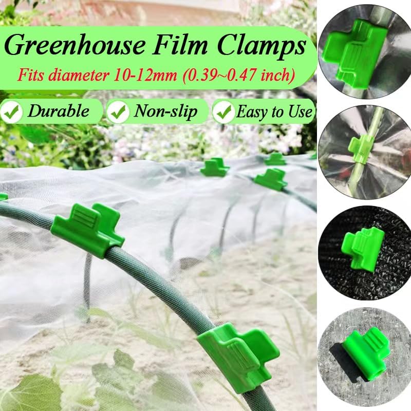 Greenhouse Clamps - Foil Clips - Pipe Clamps 11mm & 16mm - Greenhouse Clips - Combi Set - Greenhouse Mounting - Tunnel Arch Clips - Vegetable Garden Accessories - Fleece Cloth Holders - Bird Net Clamp - Insect Mesh Mounting - Garden Items - Green - 40 Pie - Image 4