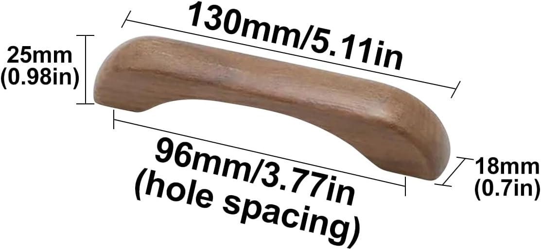 Furniture handles - Kitchen handles - Door handles - Cabinet handles - Drawer knobs - Furniture fittings - Kitchen fittings - Handles - Walnut - Wood - Wooden - Kitchen renovation - Modern - Black walnut - Bridge shape - Pitch 96mm - Walnut - Set of 4 - Image 2
