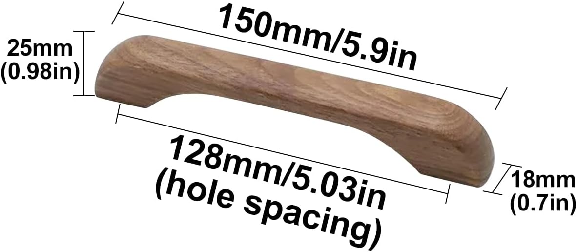 Furniture handles - Kitchen handles - Door handles - Cabinet handles - Drawer knobs - Furniture fittings - Kitchen fittings - Handles - Walnut - Wood - Wooden - Kitchen renovation - Modern - Black walnut - Bridge shape - Pitch 128mm - Walnut - Set of 4 - Image 2