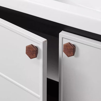 Furniture Knobs - Drawer Knobs - Cabinet Knobs - Furniture Handles - Kitchen Handles - Door Handles - Cabinet Handles - Furniture Hardware - Kitchen Hardware - Handles - Walnut - Wood - Wooden - Hexagon - Hexagon - Geometric - Design - Walnut - Set of 4 - Image 3