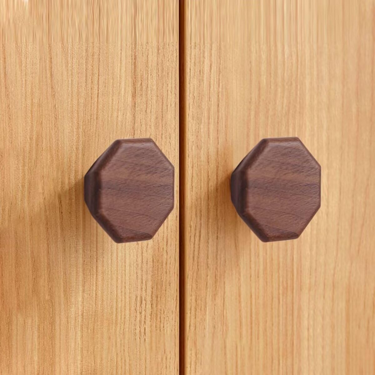 Furniture Knobs - Drawer Knobs - Cabinet Knobs - Furniture Handles - Kitchen Handles - Door Handles - Cabinet Handles - Furniture Hardware - Kitchen Hardware - Handles - Walnut - Wood - Wooden - Octagon - Octagon - Geometric - Design - Walnut - Set of 4 - Image 3