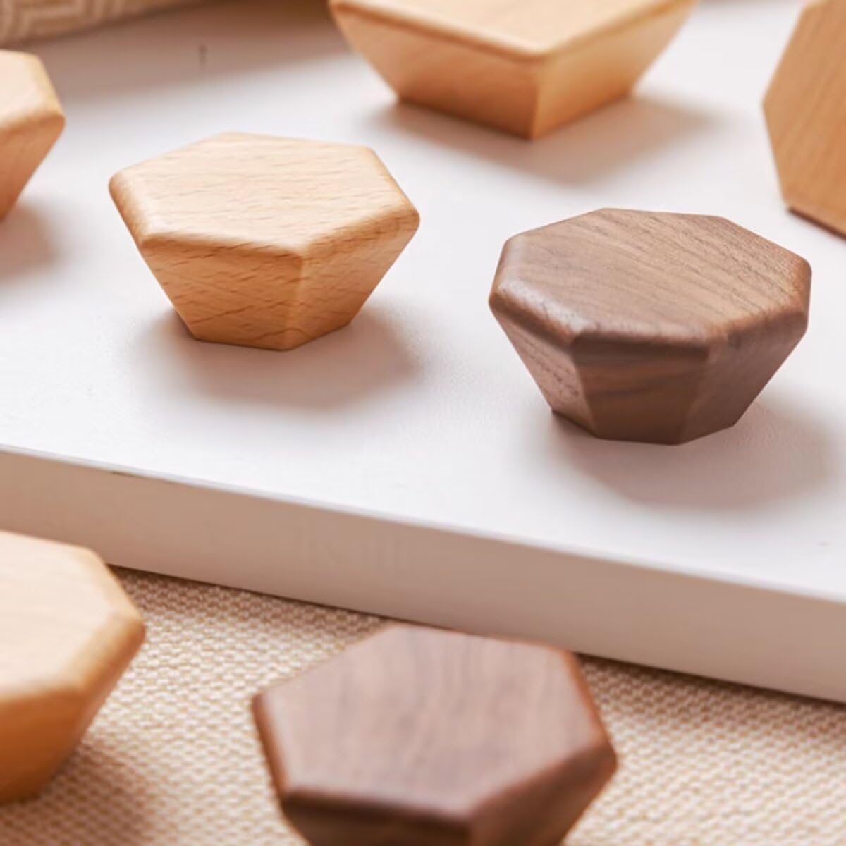 Furniture Knobs - Drawer Knobs - Cabinet Knobs - Furniture Handles - Kitchen Handles - Door Handles - Cabinet Handles - Furniture Hardware - Kitchen Hardware - Handles - Walnut - Wood - Wooden - Octagon - Octagon - Geometric - Design - Walnut - Set of 4 - Image 5