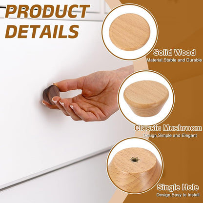 Furniture knobs - Drawer knobs - Cabinet knobs - Furniture handles - Kitchen handles - Door handles - Cabinet handles - Furniture fittings - Kitchen fittings - Handles - Beech wood - Wood - Wooden - Scandinavian - Round - Design - Natural - Beech - Set of - Image 3