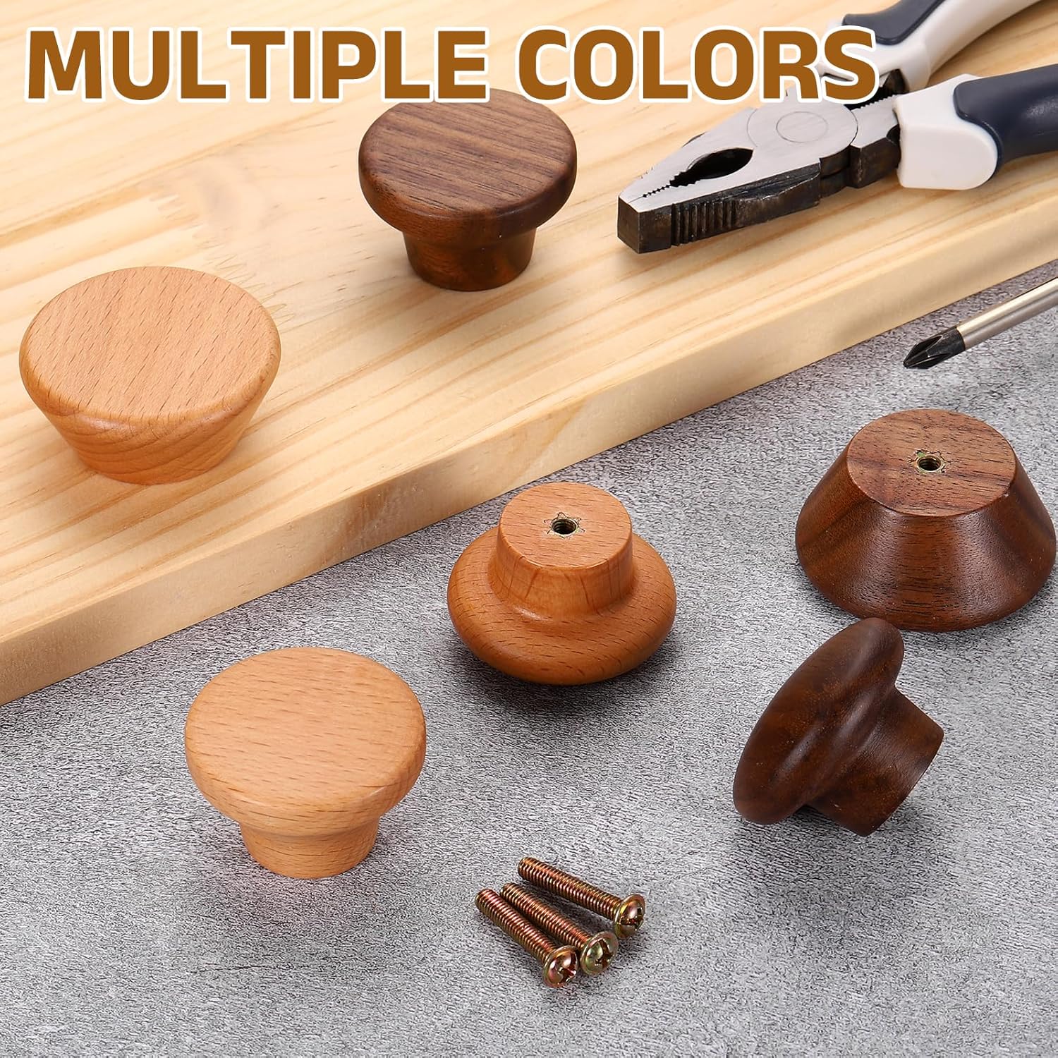 Furniture knobs - Drawer knobs - Cabinet knobs - Furniture handles - Kitchen handles - Door handles - Cabinet handles - Furniture fittings - Kitchen fittings - Handles - Beech wood - Wood - Wooden - Scandinavian - Round - Design - Natural - Beech - Set of - Image 4