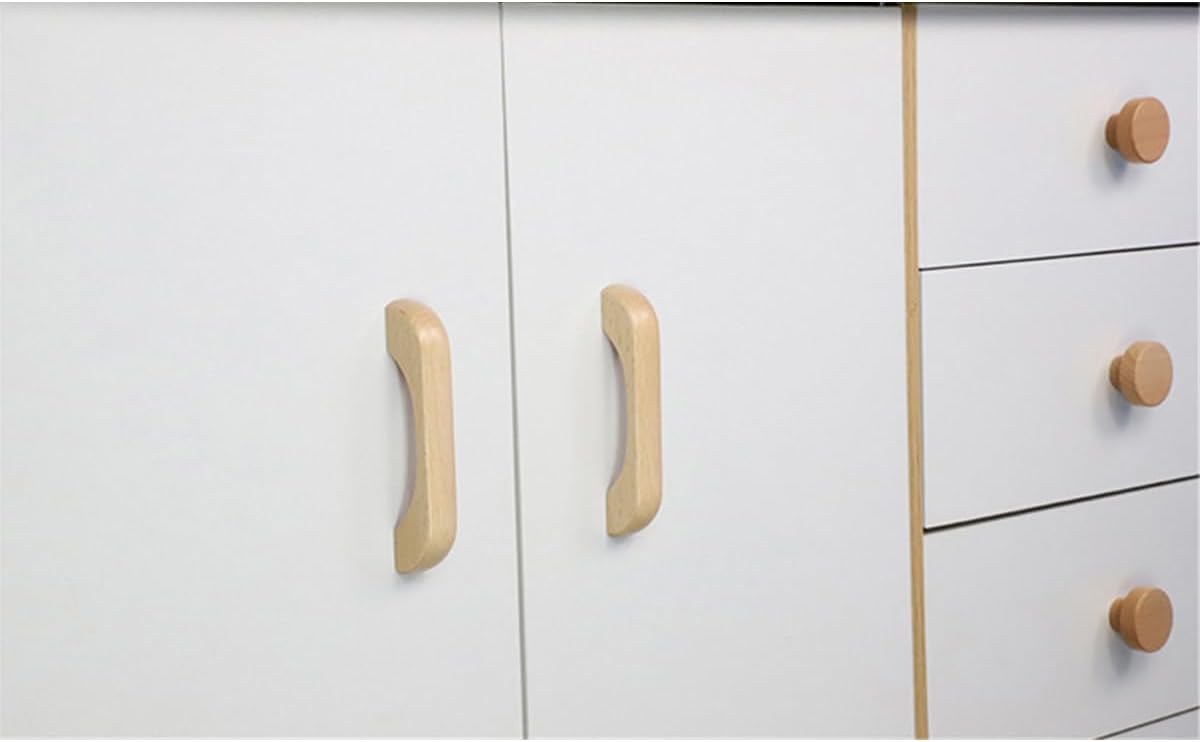 Furniture handles - Kitchen handles - Door handles - Cabinet handles - Drawer knobs - Furniture fittings - Kitchen fittings - Handles - Beech wood - Wood - Wooden - Scandinavian - Bridge shape - Kitchen renovation - Pitch size 128mm - Beech - Set of 4 - Image 6
