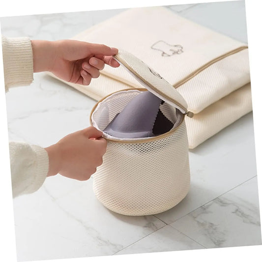 6 Pieces Mesh Laundry Bag Set for Bras, Lingerie and Delicates, Fine Honeycomb Wash Nets for Washing Machines and Travel, Beige - Image 3