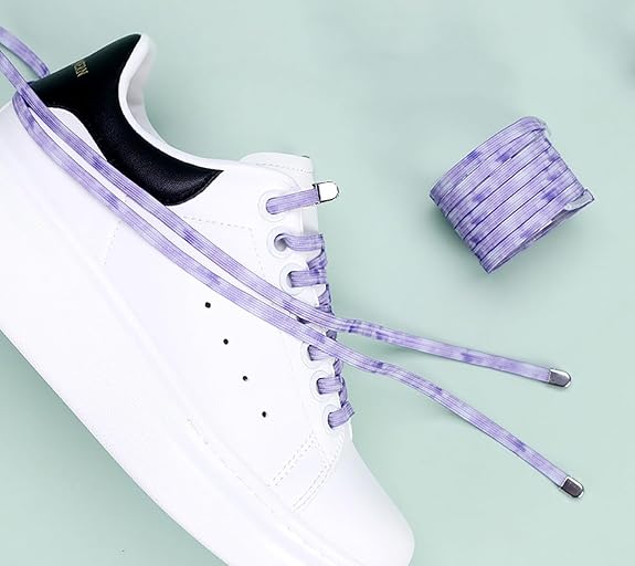 Elastic laces - Speed laces - No tie laces - Running laces - Elastic shoelaces - Lazy laces - Sports laces - Sneakers laces - No tying - Stretchy laces - No tying required - Blue Purple - 2 Pairs - Image 6
