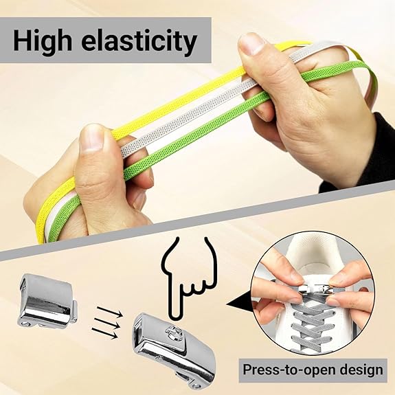 Elastic laces - Speed laces - No tie laces - Running laces - Elastic shoelaces - Lazy laces - Sports laces - Sneakers laces - No tying - Stretchable laces - Universal laces - White Black Gray - 3 Pairs - Image 7