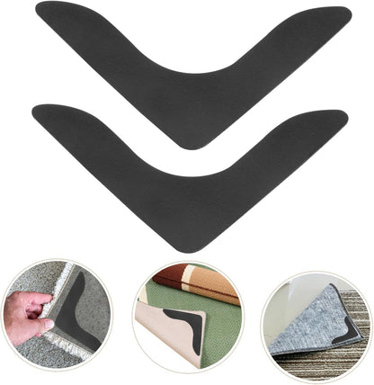 Carpet stoppers - Anti-slip mat - Rug grippers - Rug stopper - Anti-slip stickers - Rug fixer - Carpet undermat - Sofa cover stopper - Stair mat stopper - Corner grippers - Reusable - Black - 8 Pieces - Image 5