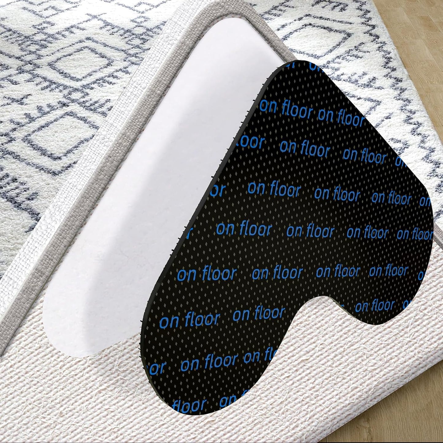 Carpet stoppers - Anti-slip mat - Rug grippers - Rug stopper - Anti-slip stickers - Rug fixer - Sofa cover stopper - Carpet undermat - Decorative grippers - Sofa gripper - Black - 4 Pieces - Image 3