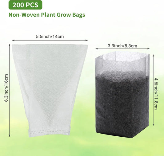 Non-Woven Seedling Grow Bags, Breathable Plant Nursery Pots for Vegetables, Flowers and Cuttings, White, 14 x 16 cm - Image 3