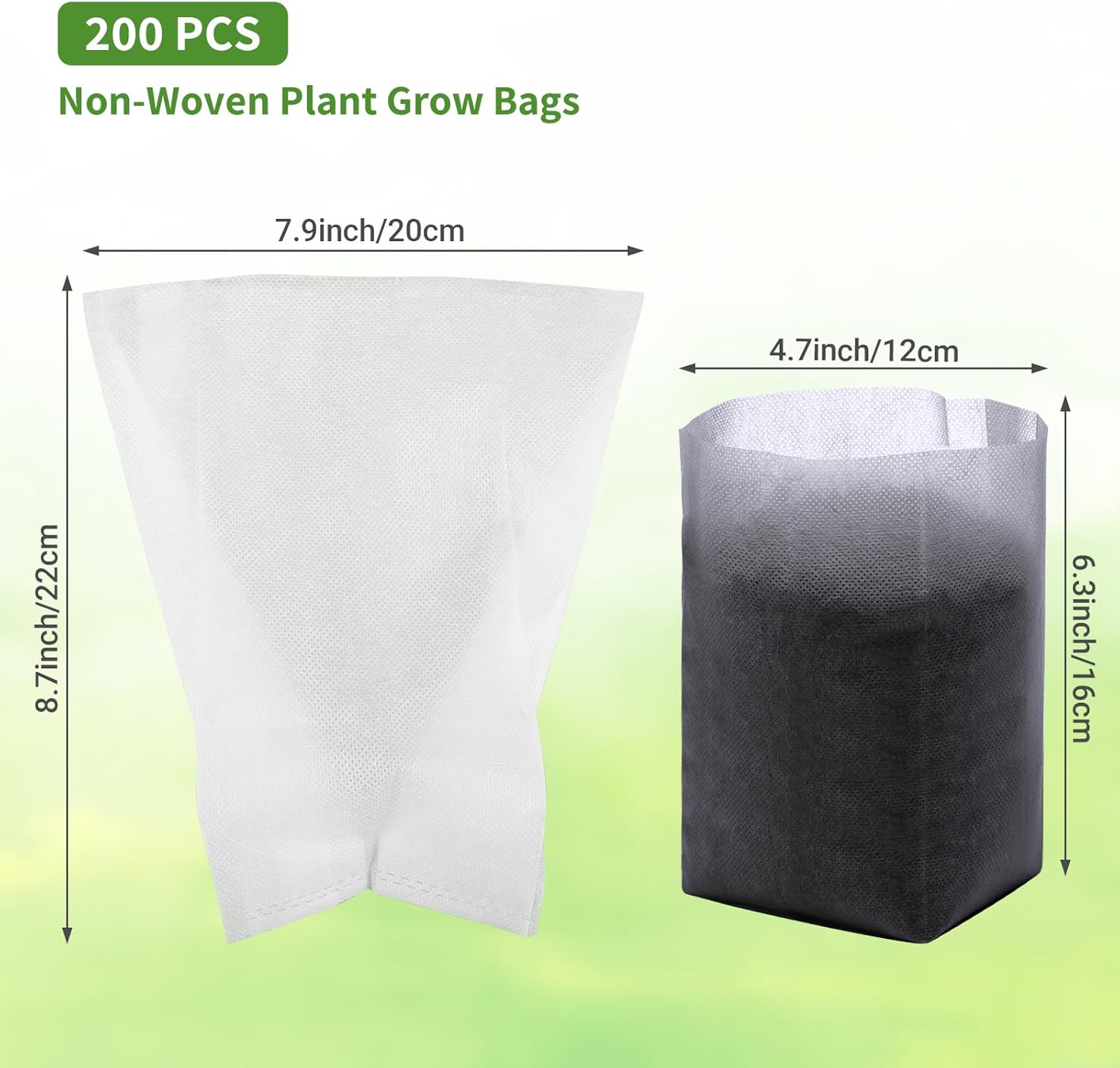 Grow Bags - Gardening - Grow Pots - Vegetable Garden - Seedlings - Plant Bags - Non-woven Grow Bags - Growing Set - Breathable Fleece - Vegetable Garden - Vegetable Gardening - Sowing - Cuttings - Garden Plants - Growing Tray - Flower Pot Bag - Sustainabl - Image 2