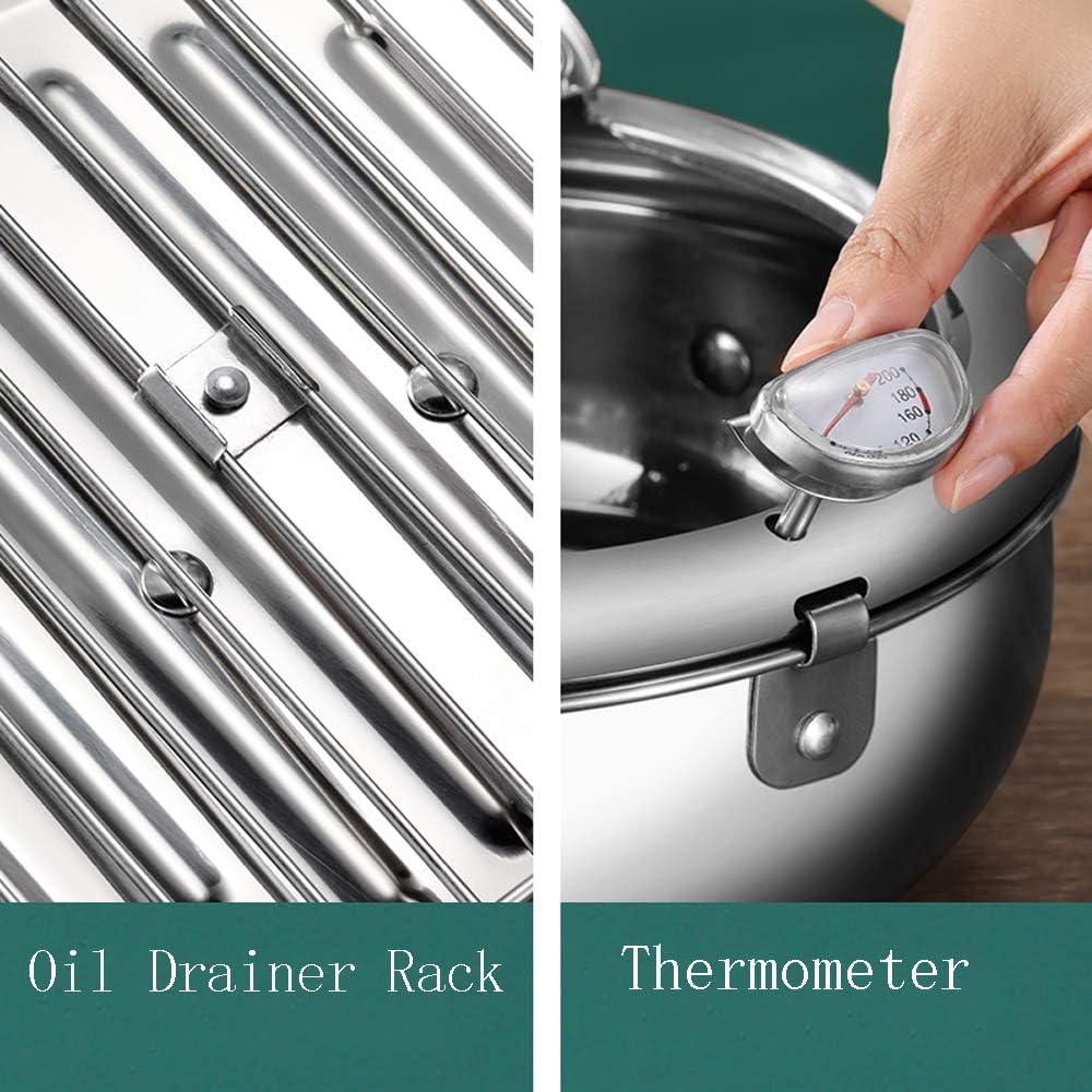 Deep fryer - Tempura pan - 20 cm - Stainless steel pan - Kitchen accessories - Japanese deep fryer - Induction deep fryer - Deep fryer - Cooking pot - Stainless steel pan - Small deep fryer - Kitchen utensils - Household - Silver - 1 piece - Image 3