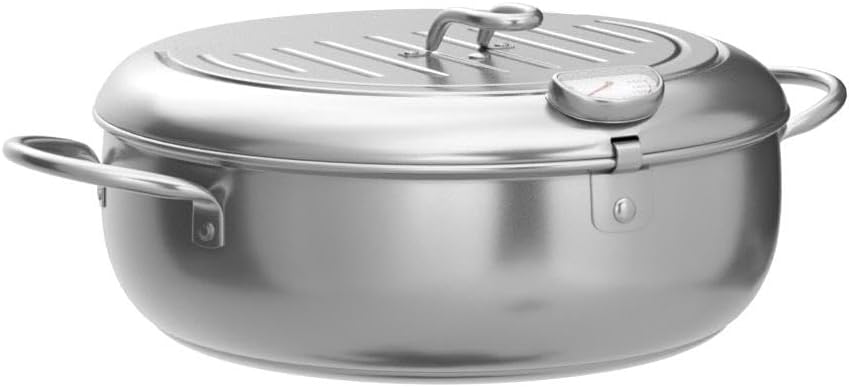 Deep fryer - Tempura pan - 24 cm - Stainless steel pan - Kitchen accessories - Japanese deep fryer - Induction deep fryer - Deep fryer - Cooking pot - Stainless steel pan - Large deep fryer - Kitchen utensils - Household - Silver - 1 piece - Image 4