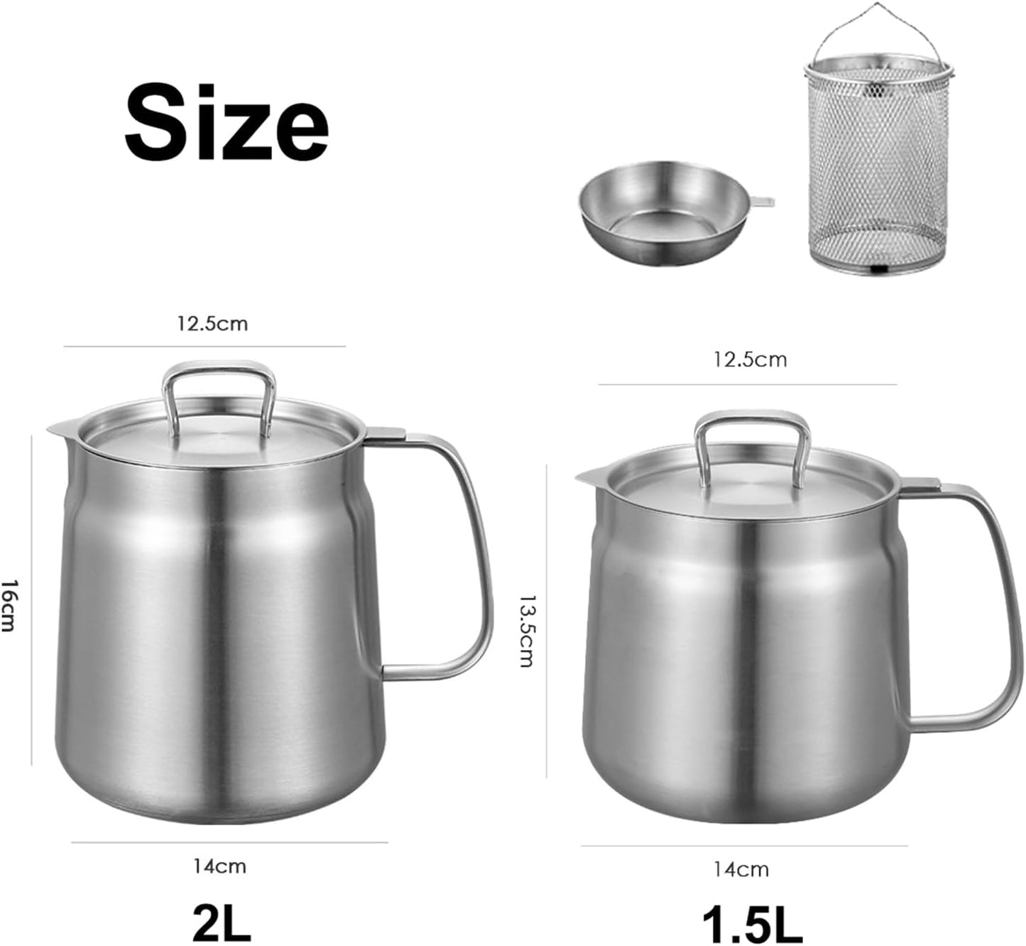 Deep fryer with basket - Stainless steel deep fryer - Kitchen accessories - Oil pan - Induction pan - Deep fryer - Pasta pan - Kitchen utensils - Stainless steel pot - Mini deep fryer - Cooking accessories - Deep fryer - Oil can - Kitchen utensils - 1.5L  - Image 4