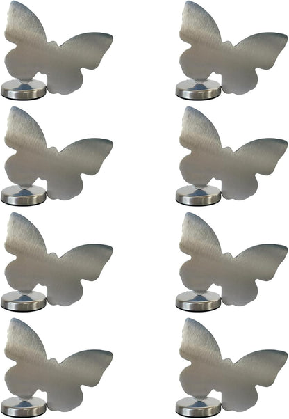 Tablecloth clips - Tablecloth weights - Magnetic clips - Tablecloth holder - Garden accessories - Picnic accessories - Windstopper tablecloth - Table accessories - Outdoor dining - Magnetic weight - Butterfly design - Silver - 8 pieces