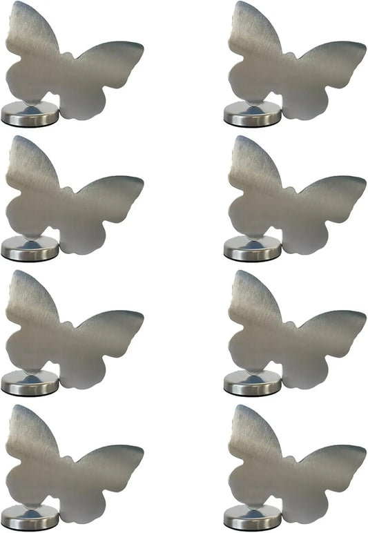 8 Pieces Magnetic Tablecloth Weights, Butterfly Design Windproof Stainless Steel Clips for Outdoor Picnic Table Covers, Silver