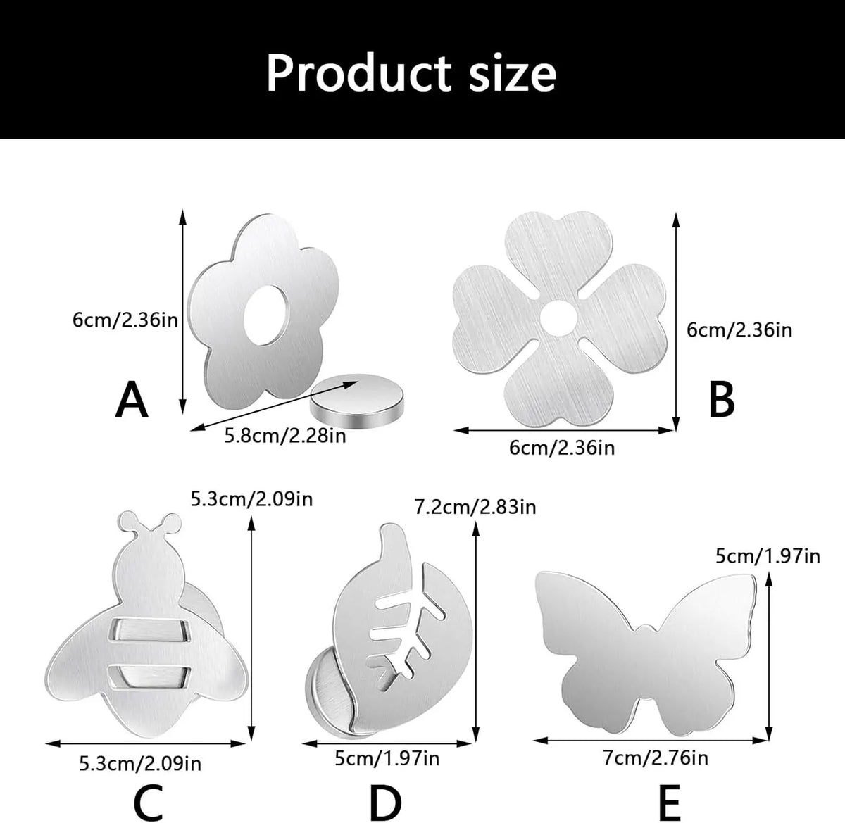 8 Pieces Magnetic Tablecloth Weights with Flower Design for Outdoor Dining, Windproof Stainless Steel Clips for Picnic Table Covers, Silver - Image 2