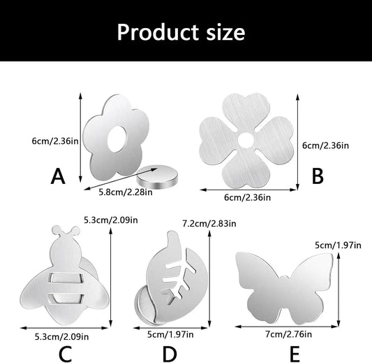 8 Pieces Magnetic Tablecloth Weights with Flower Design for Outdoor Dining, Windproof Stainless Steel Clips for Picnic Table Covers, Silver - Image 2