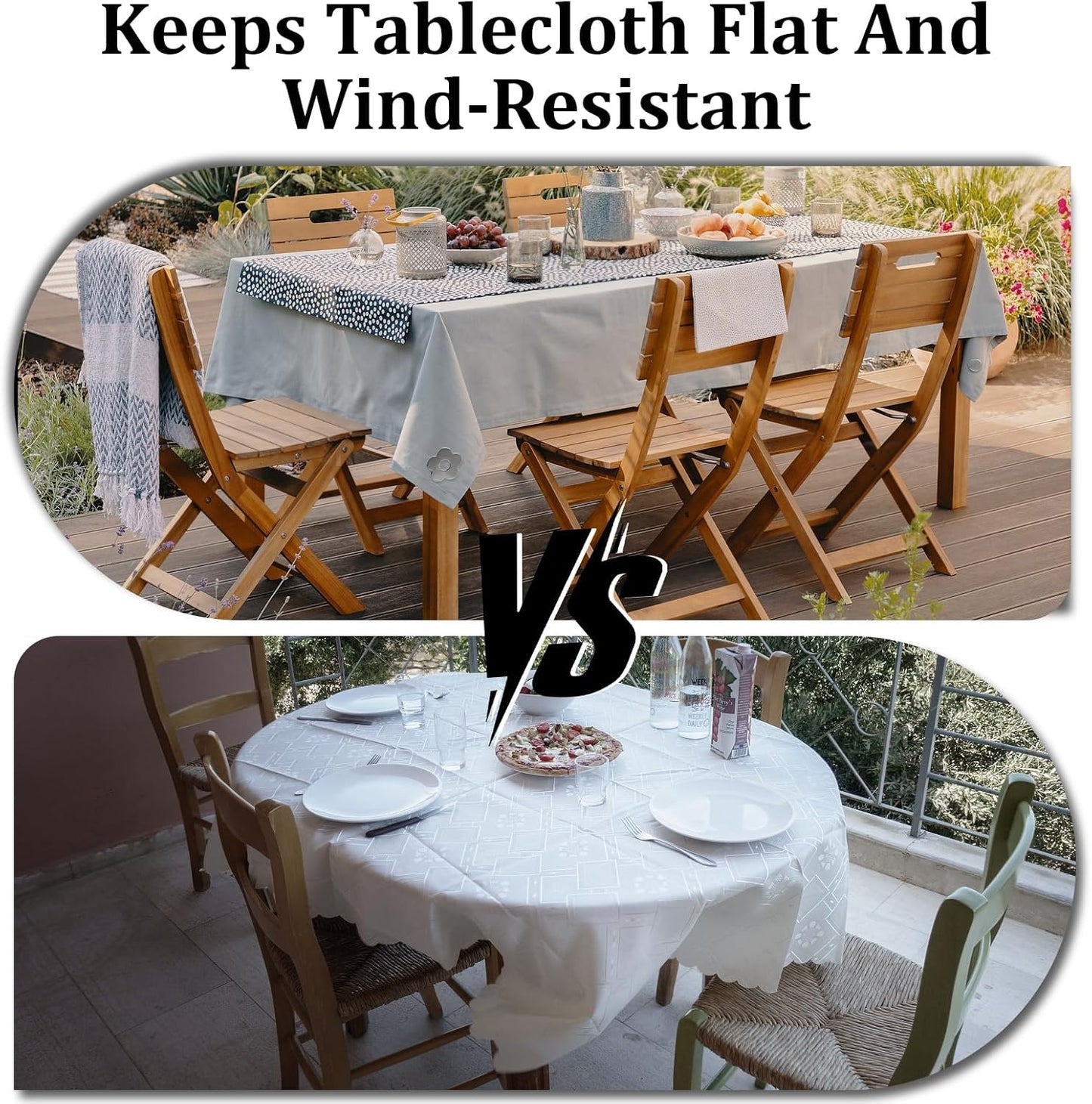 Tablecloth clips - Tablecloth weights - Magnetic clips - Tablecloth holder - Garden accessories - Picnic accessories - Windstopper tablecloth - Table accessories - Outdoor dining - Magnetic weight - Flower design - Silver - 8 pieces - Image 4
