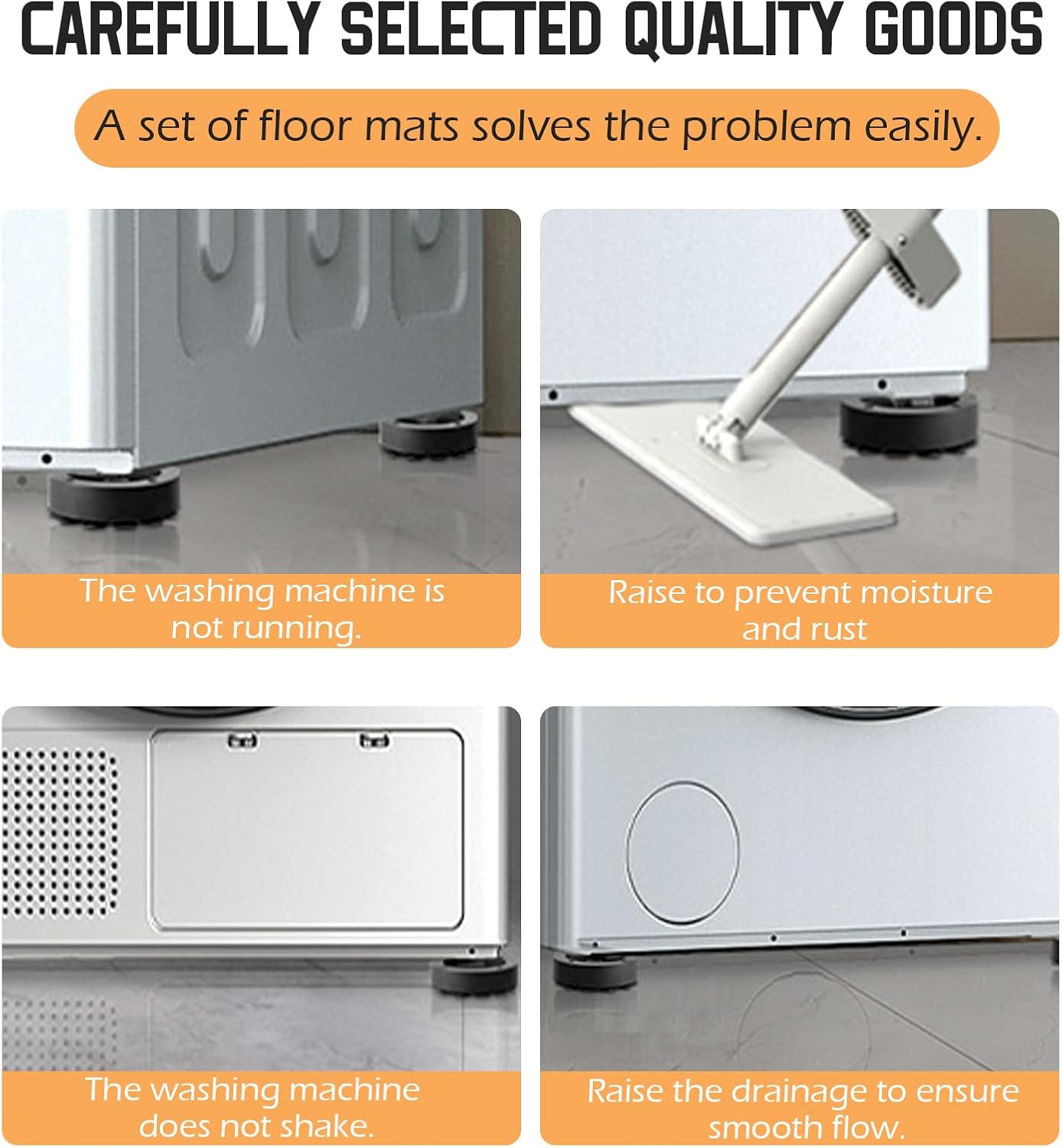 Washing machine vibration dampers - Washing machine feet - Anti-vibration pads - Appliance accessories - Sound dampener - Washing machine riser - Anti-slip mat - Dryer accessories - Vibration damper - Floor protection - Washing machine damper - Black - Pa - Image 7