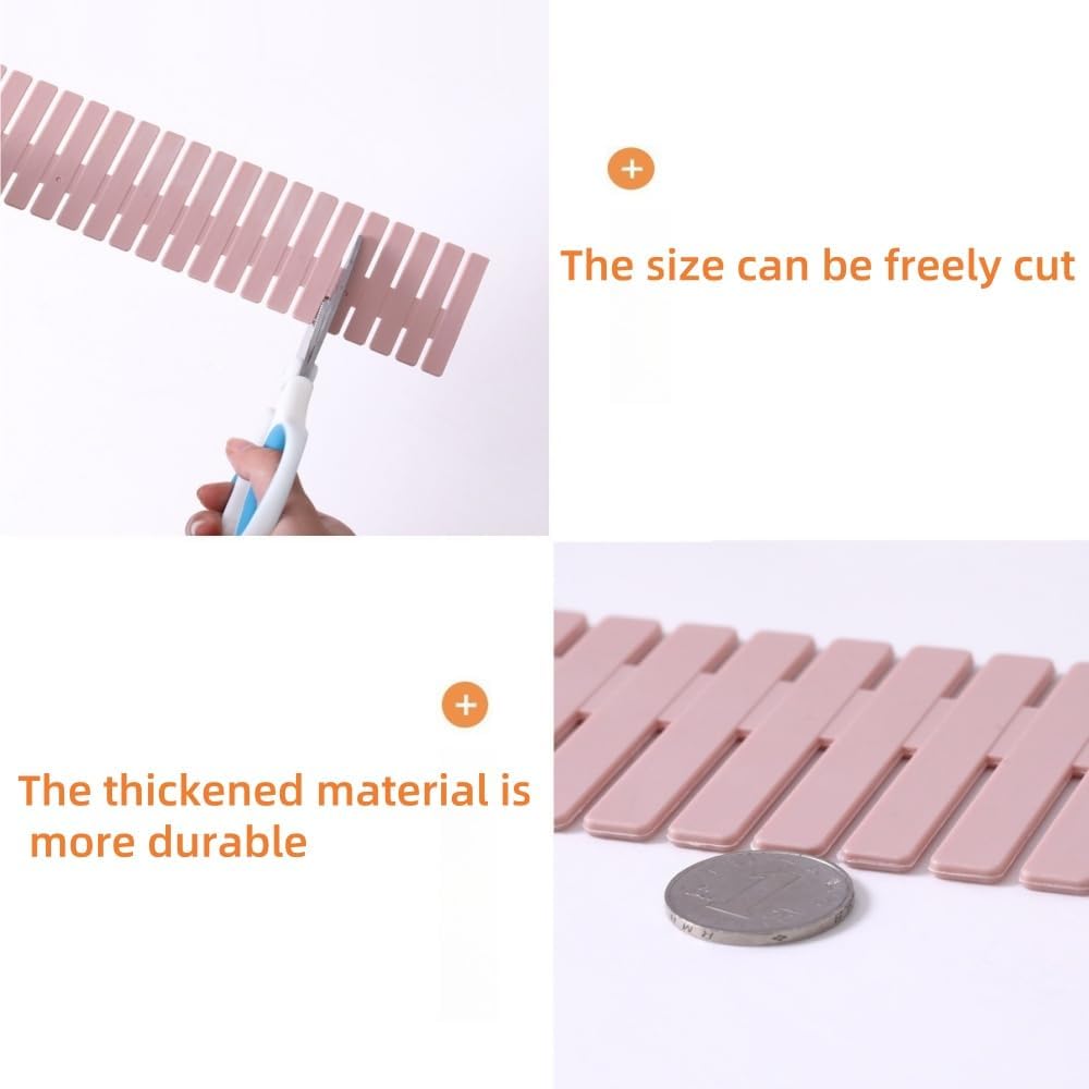 Drawer dividers - Drawer organizer - Storage system - Adjustable drawer divider - Desk organizer - Kitchen drawer organizer - Make-up organizer - Wardrobe organizer - Drawer division - Sock organizer - Underwear organizer - 2mm - 47x7cm - Pink - 8 pieces - Image 3