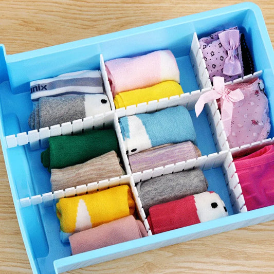8 Pieces Wall-Mounted Underwear and Sock Organiser with Compartments for Wardrobes, Drawers and Space-Saving Clothing, 47 x 7cm, White - Image 3