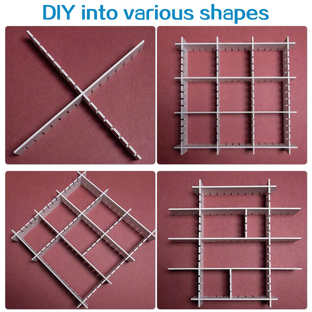 Drawer dividers - Drawer organizer - Storage system - Adjustable drawer divider - Desk organizer - Kitchen drawer organizer - Make-up organizer - Wardrobe organizer - Drawer division - Sock organizer - Underwear organizer - 2mm - 47x7cm - White - 8 pieces - Image 4