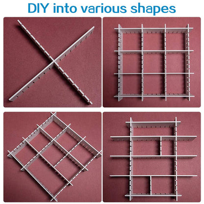 Drawer dividers - Drawer organizer - Storage system - Adjustable drawer divider - Desk organizer - Kitchen drawer organizer - Make-up organizer - Wardrobe organizer - Drawer division - Sock organizer - Underwear organizer - 2mm - 47x7cm - White - 8 pieces - Image 4