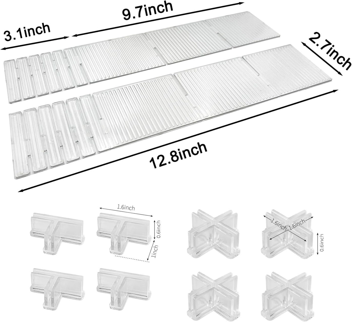 Drawer dividers with clips - Drawer organizer - Storage system - Adjustable drawer divider - Desk organizer - Kitchen drawer organizer - Make-up organizer - Drawer division - Sock organizer - Underwear organizer - Storage box drawer - 2mm - Transparent -  - Image 2