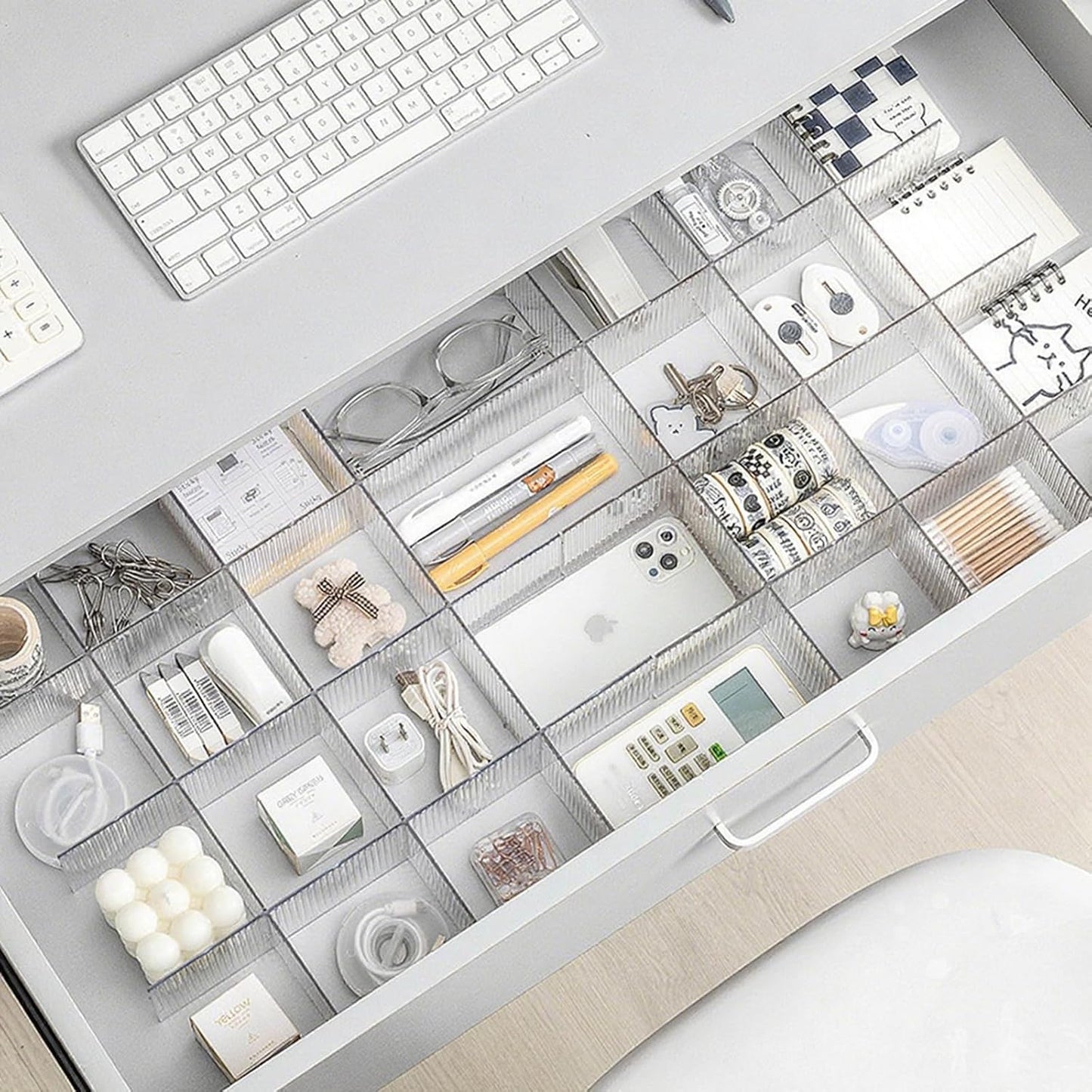 Drawer dividers with clips - Drawer organizer - Storage system - Adjustable drawer divider - Desk organizer - Kitchen drawer organizer - Make-up organizer - Drawer division - Sock organizer - Underwear organizer - Storage box drawer - 2mm - Transparent -  - Image 4