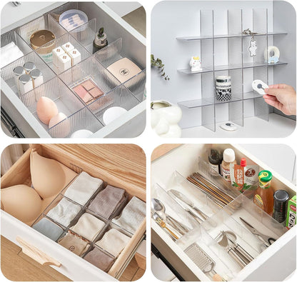 Drawer dividers with clips - Drawer organizer - Storage system - Adjustable drawer divider - Desk organizer - Kitchen drawer organizer - Make-up organizer - Drawer division - Sock organizer - Underwear organizer - Storage box drawer - 2mm - Transparent -  - Image 6