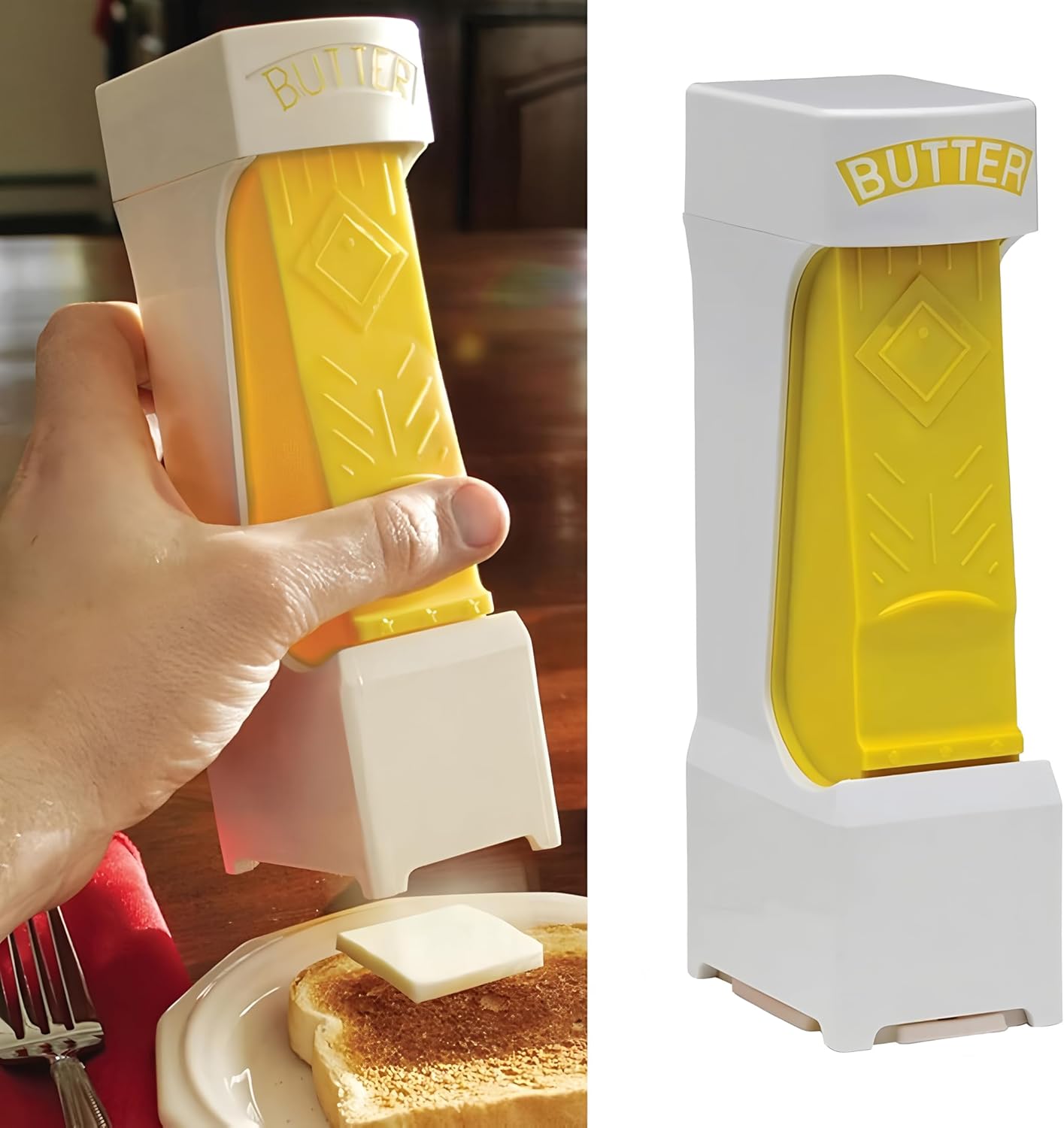 Butter Cutter - Butter Dish - Butter Dispenser - Butter Storage Box - Butter Box - Kitchen Utensils - Butter Cutting - Butter Storage Container - Food Storage Container - Butter Slicer - Butter Mill - Kitchen Accessories - Butter Holder - White and Yellow - Image 2