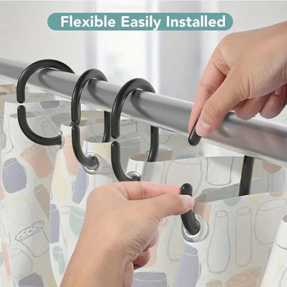 Shower Curtain Rings | Set of 12 | Shower Curtain Rings | Black - Image 6